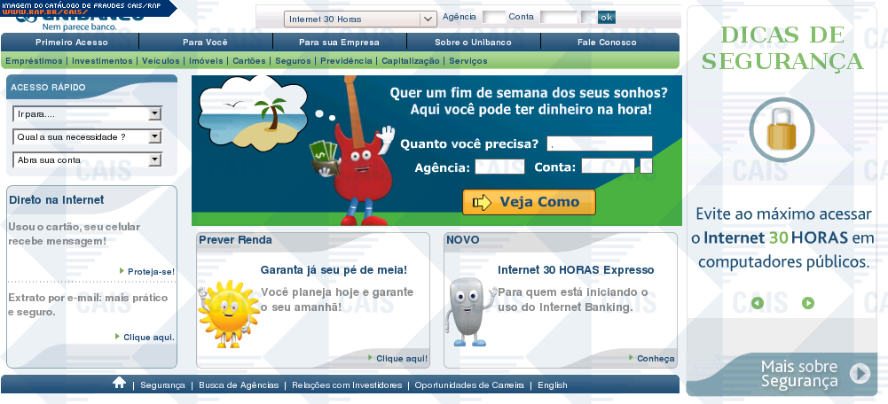 Site Unibanco anos 2000